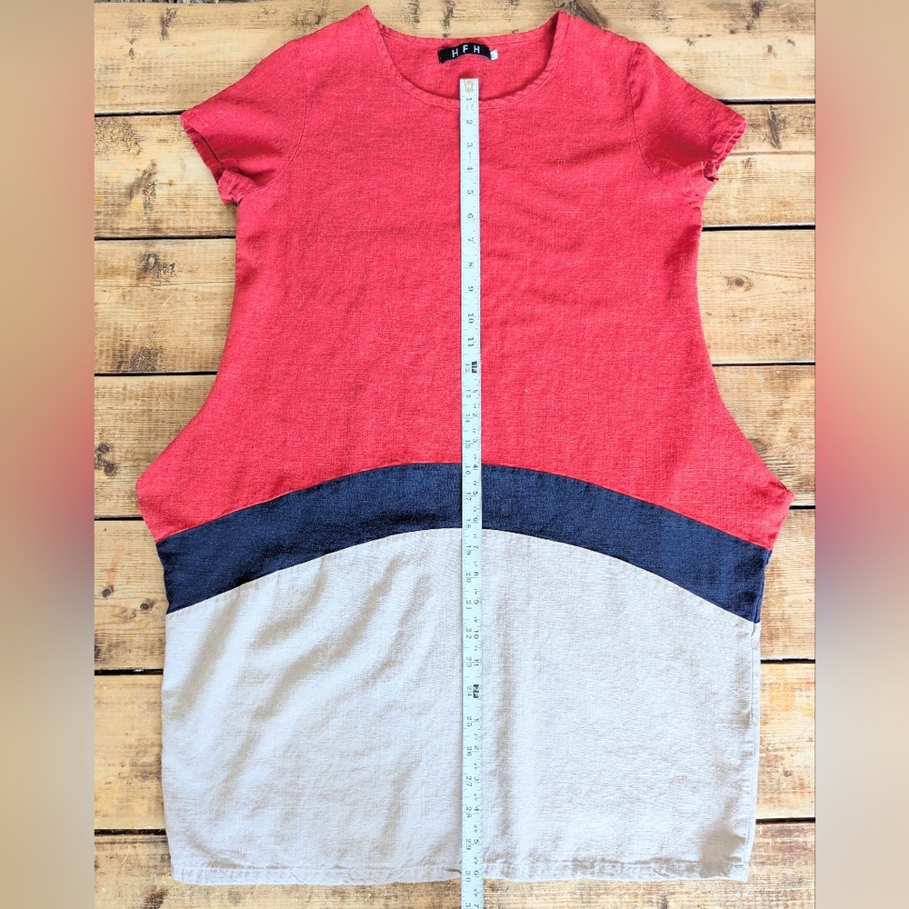 Linen Color Block Tunic Dress - Picture 3 of 7